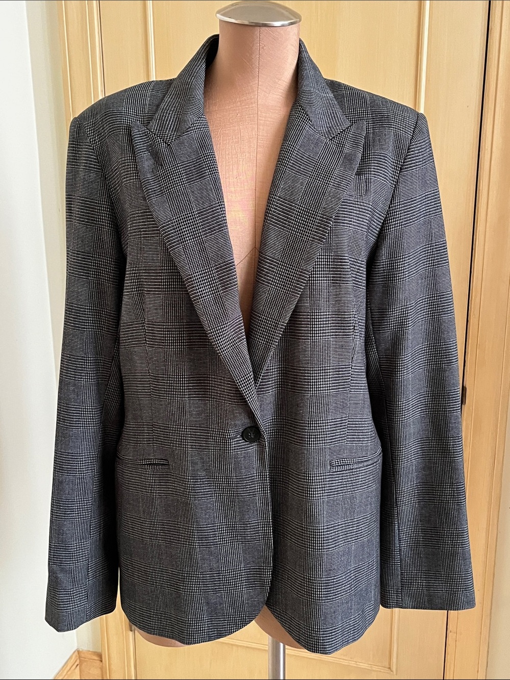 NORMA KAMALI NWOT Career Travel Classic Grey Glen Plaid Single-Button Blazer 16